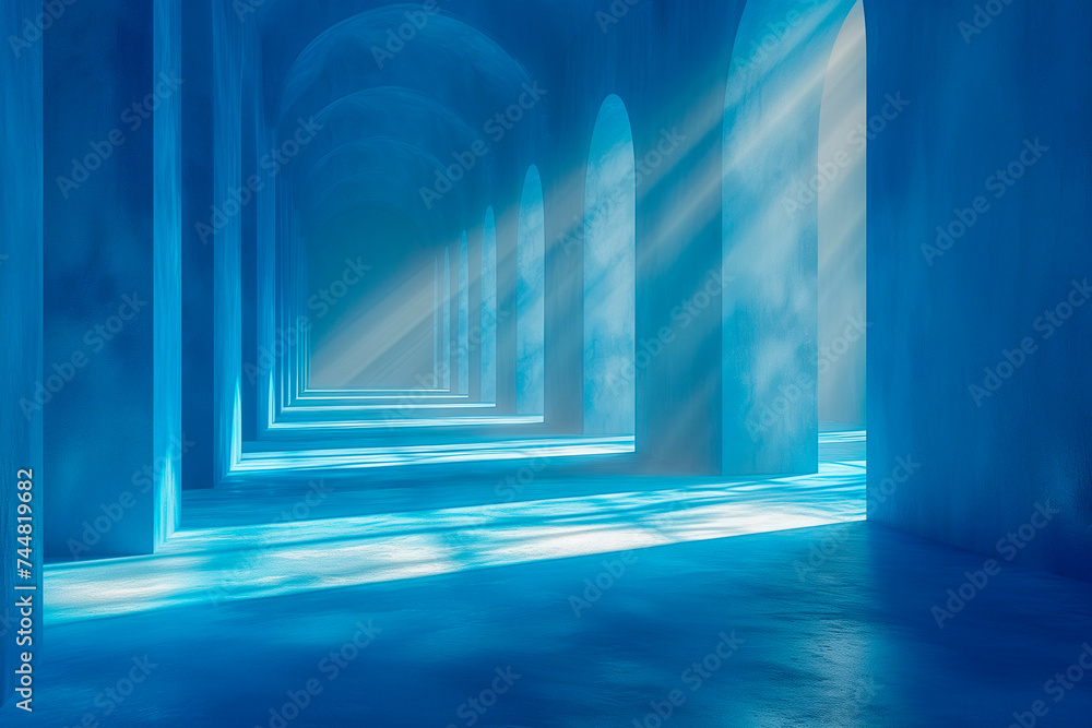 beautiful original background image of an empty space in blue tones with a play of light and shadow