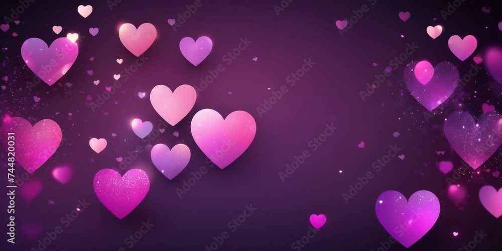 Bokeh heart shapes background. AI generated illustration