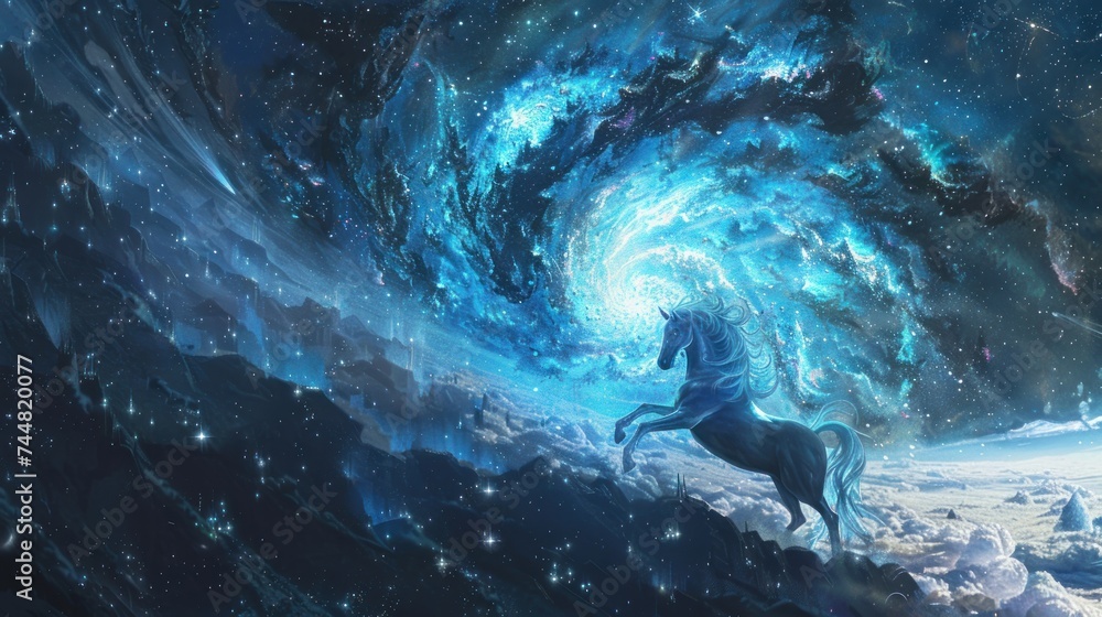 Obraz premium unicorn fantasy galaxy art