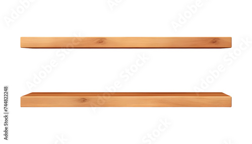 Empty wooden wall shelves (PNG Cutout) isolated on transparent background