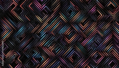 Holo colorful light lines on black abstract background