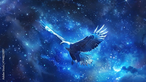 glowing blue eagle fantasy galaxy art