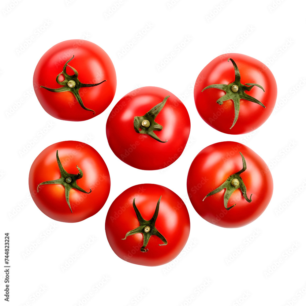 Tomatoes (Top view) isolated on transparent background, PNG Cutout Tomatoes (Top view) isolated on transparent background, PNG Cutout