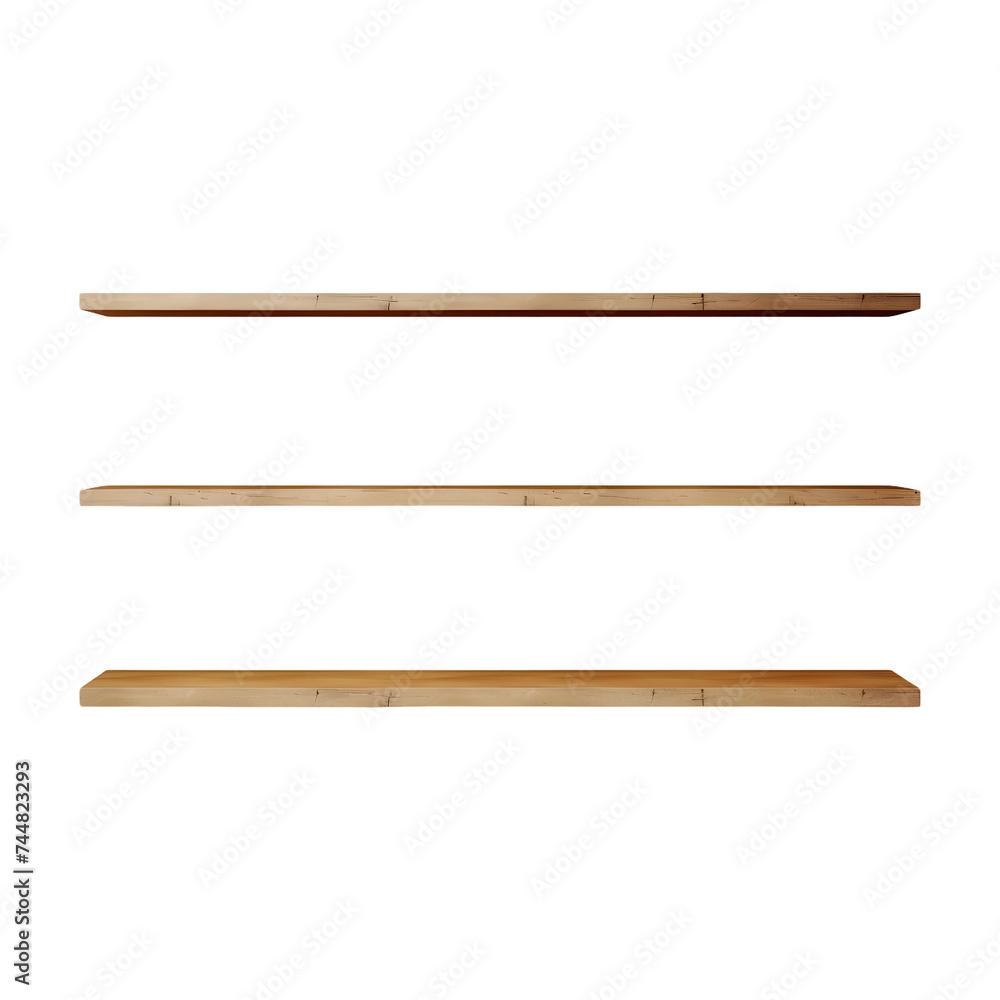 Empty_wooden_wall_shelves isolated on transparent background Empty_wooden_wall_shelves isolated on transparent background