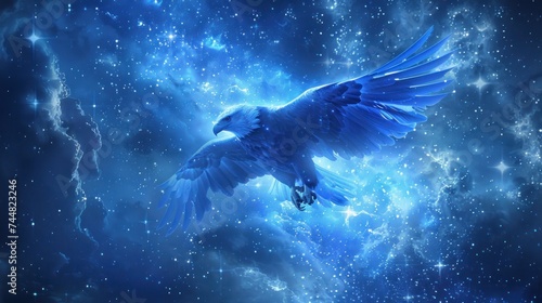 cloudy blue eagle fantasy galaxy art © Balerinastock
