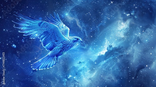 blue light falcon fantasy galaxy art