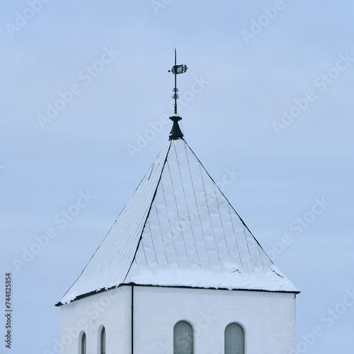 The church tower of Boverbru Church, Toten, Norway.