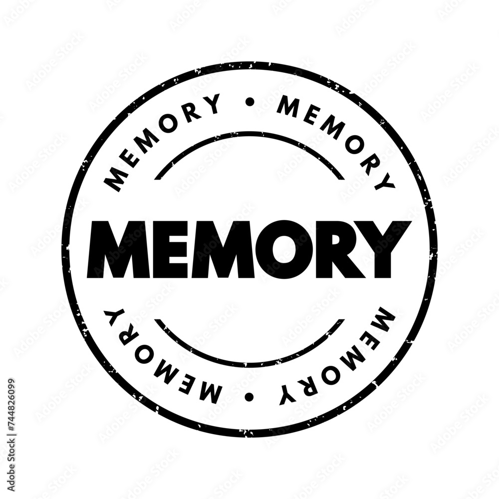 Memory - processes that are used to acquire, store, retain, and later retrieve information, text concept stamp