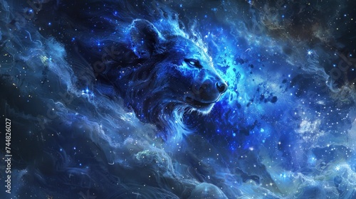 abstract gigantic hyena fantasy galaxy art