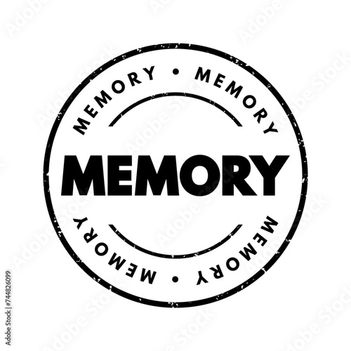 Memory - processes that are used to acquire, store, retain, and later retrieve information, text concept stamp