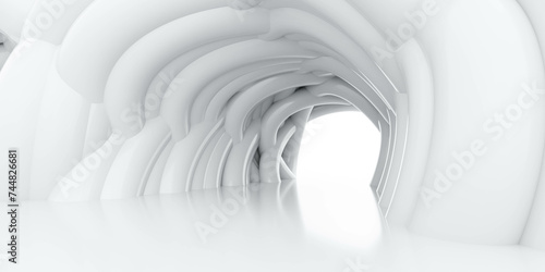 Fototapeta Naklejka Na Ścianę i Meble -  White tunnel with radiant light 3d render illustration
