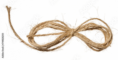 Knotted brown jute rope bow, wrapping material photo