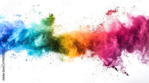 Colorful Holi powder on white background