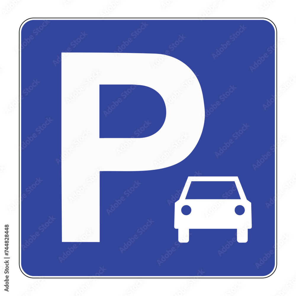 Car parking sign. Blue parking sign with car symbol, vector illustration