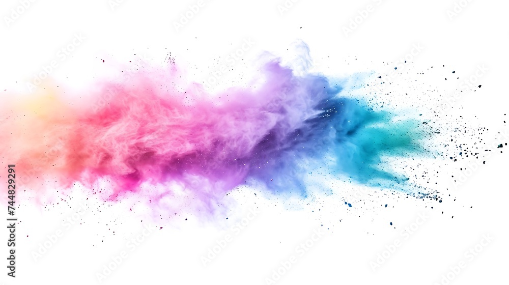 Colorful Holi powder on white background