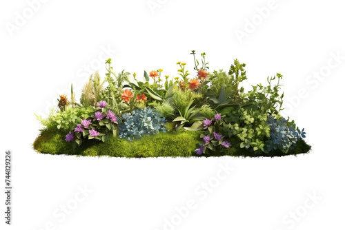 Cutout flower bed Garden design isolated on white background