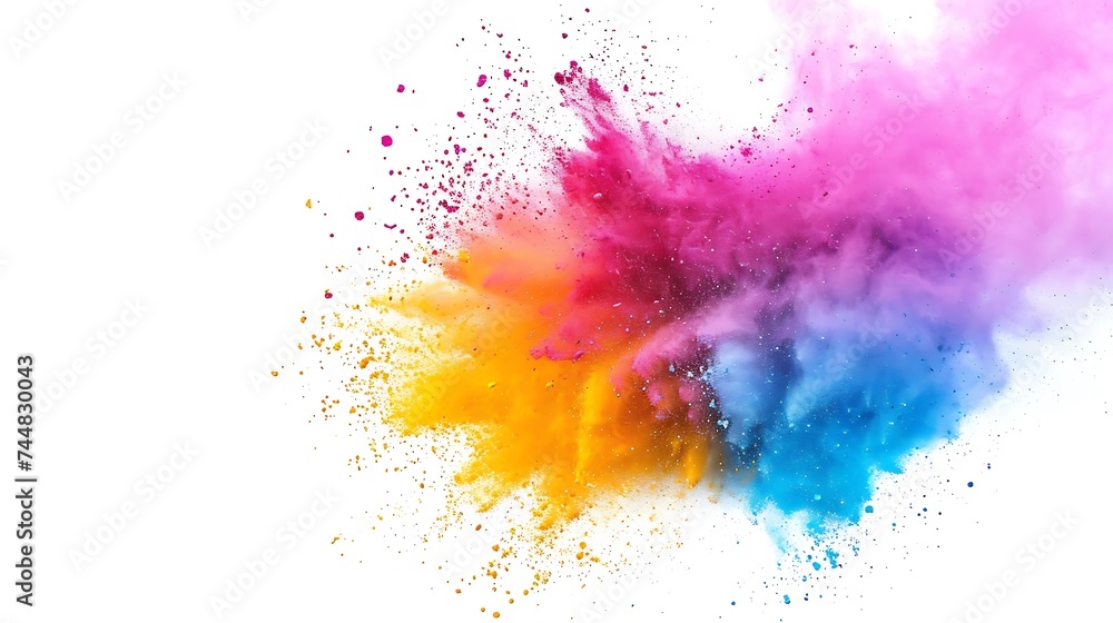 Colorful Holi powder on white background Colorful Holi powder on white background
