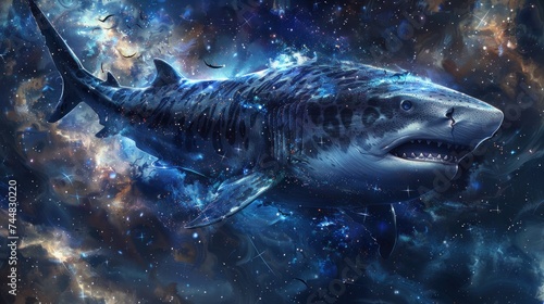 wild shark fantasy galaxy art © Balerinastock