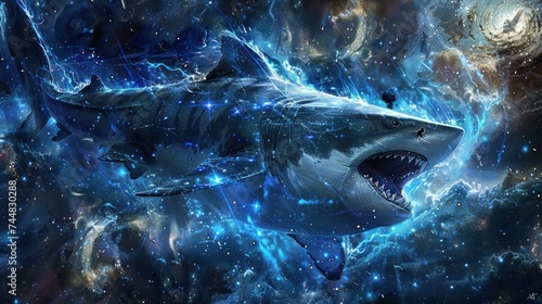tiger shark fantasy galaxy art
