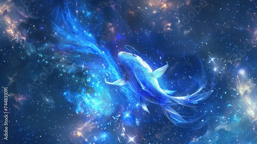 midnight cosmic fish fantasy galaxy art © Balerinastock