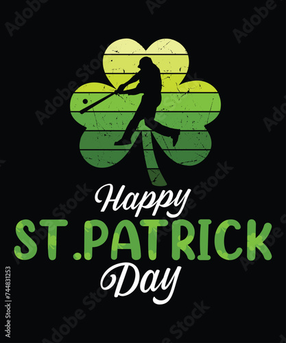 Happy St.Patrick's Day T-Shirt, Shamrock Shirt, Baseball Player Shamrock Shirt Print Template