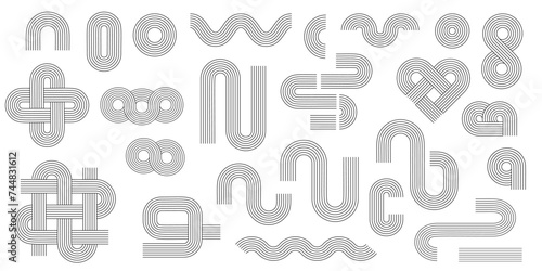Geometric line arch and circle abstract shapes PNG. Linear design element in Modern boho aesthetic stile