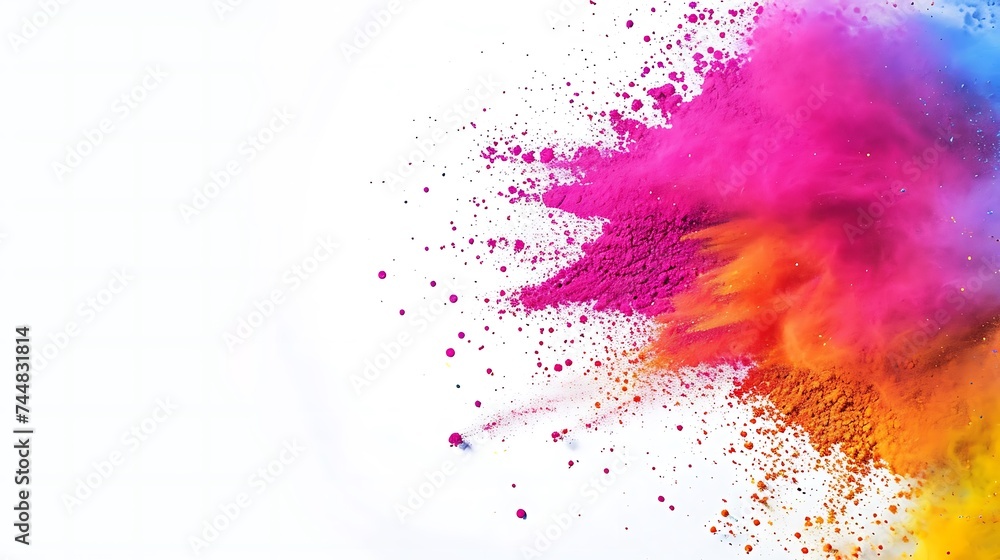 Colorful Holi powder on white background Colorful Holi powder on white background