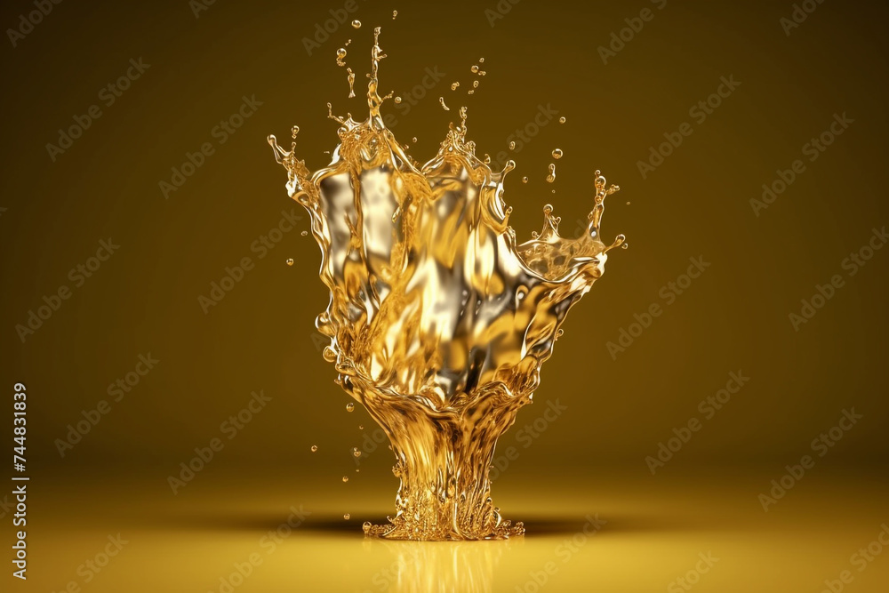 Elegant luxury splash of gold liquid 3d illustration