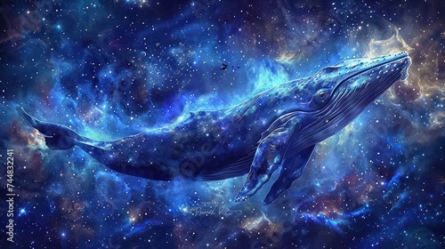 flying whale fantasy galaxy art © Balerinastock