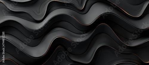 Dynamic black waves with luxury flowing lines background. AI generated image