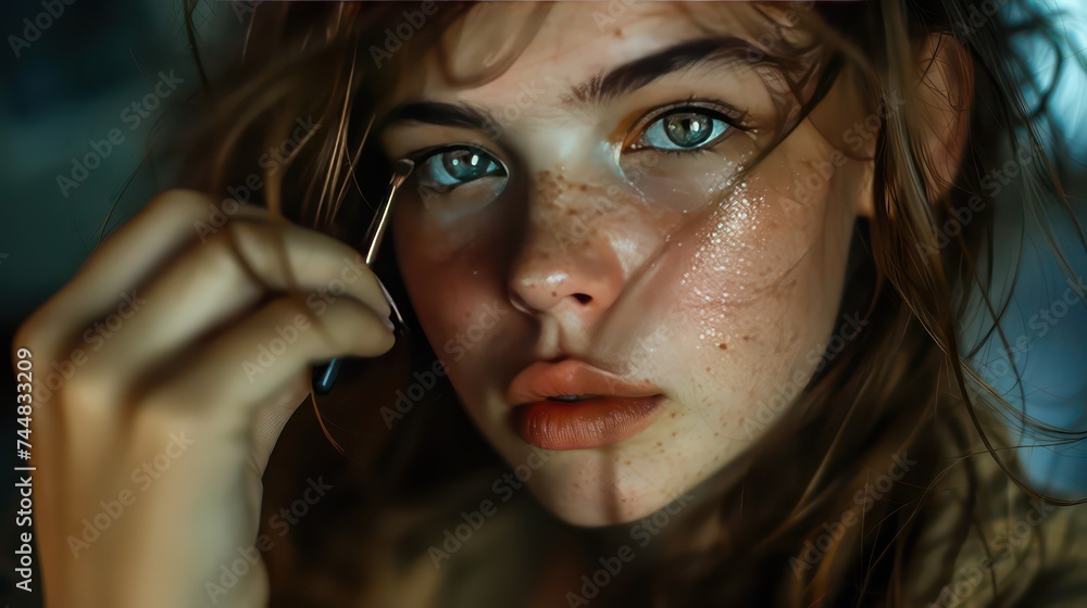 Gorgeous makeup model posing for makeup advertisement, makeup products ad Gorgeous makeup model posing for makeup advertisement, makeup products ad