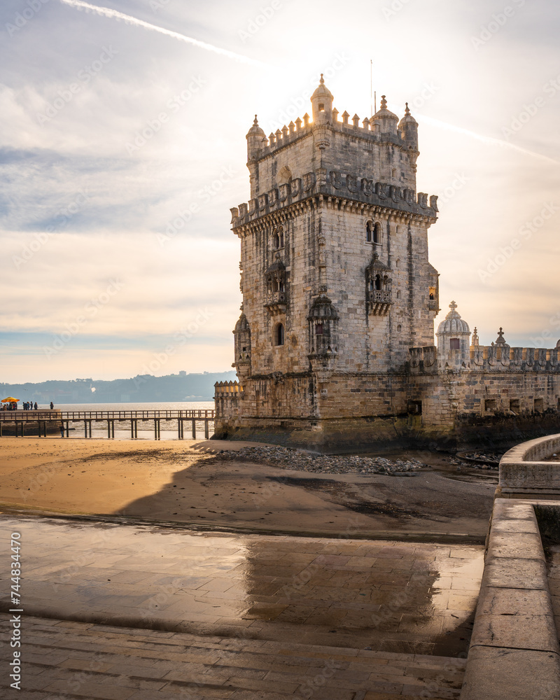 Belem Tower in Lisbon, Portugal. Famous Belem Tower on the Tagus River. Famous travel destination