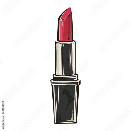 Vector illustration cosmetics, red lipstick for sticker, print, poster, postcard 