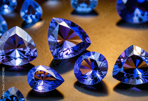 Tanzanite Gemstone, Precious, Blue, Luxury, Jewelry, Gem, Fashion, Accessories, Sparkle, Glitter, Expensive, Rare, Shiny, Elegant, AI Generated