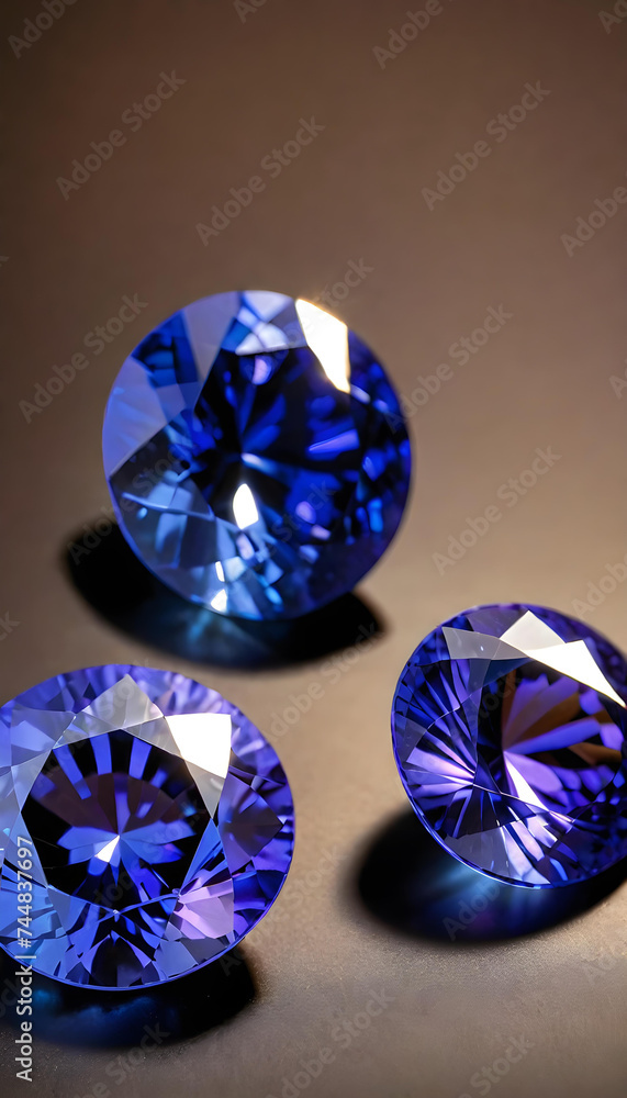 Fototapeta premium Tanzanite Gemstone, Precious, Blue, Luxury, Jewelry, Gem, Fashion, Accessories, Sparkle, Glitter, Expensive, Rare, Shiny, Elegant, AI Generated