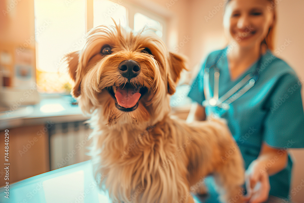 Yorkshire terrier at the pet care center Yorkshire terrier at the pet care center