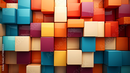 Simple cube square shape  geometric block wall