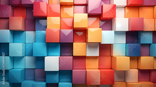 3D rendering  abstract geometric background  simple cube square shape