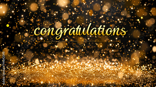 congratulations text with golden glitters 