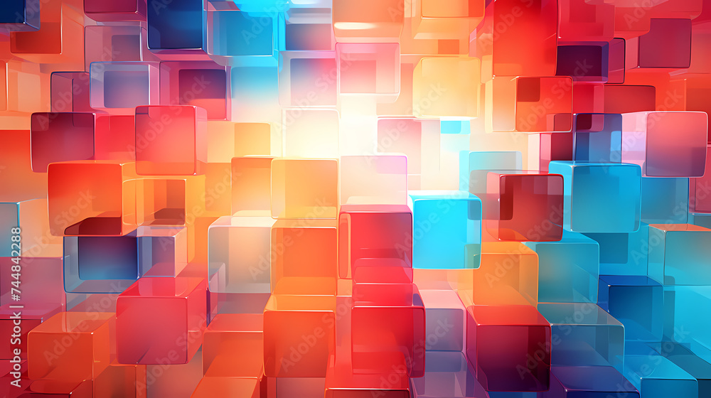 3D rendering, abstract geometric background, simple cube square shape 3D rendering, abstract geometric background, simple cube square shape