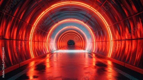 Fototapeta Naklejka Na Ścianę i Meble -  Radial red light through the tunnel glowing in the darkness for print designs templates, Advertising materials, Email Newsletters, Header webs, e commerce signs retail shopping, advertisement