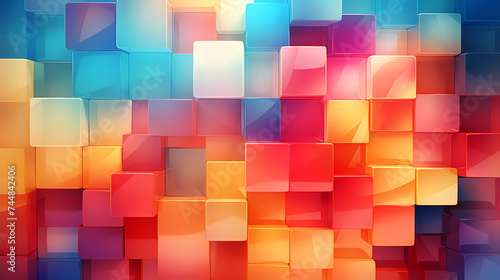 3D rendering, abstract geometric background, simple cube square shape