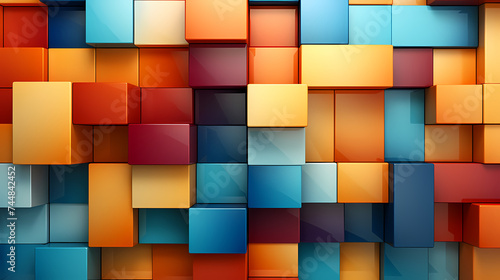 3D rendering  abstract geometric background  simple cube square shape