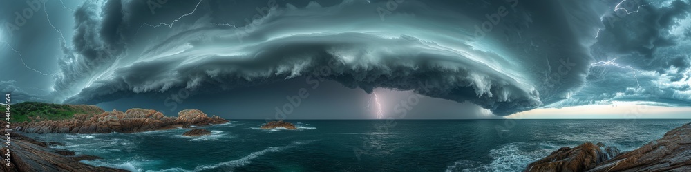 Dramatic Supercell Storm over Coastal Cliffs
