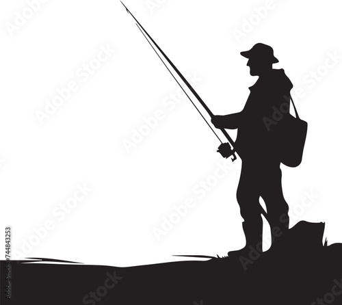 Man Fishing Silhouettes EPS Man Fishing Vector Man Fishing Clipart 