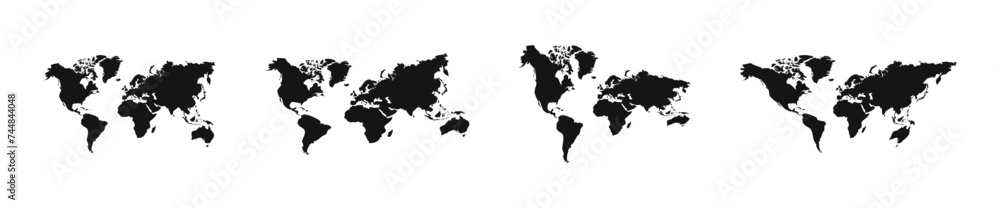 World map. World map template with continents, North and South America, Europe and Asia, Africa and Australia