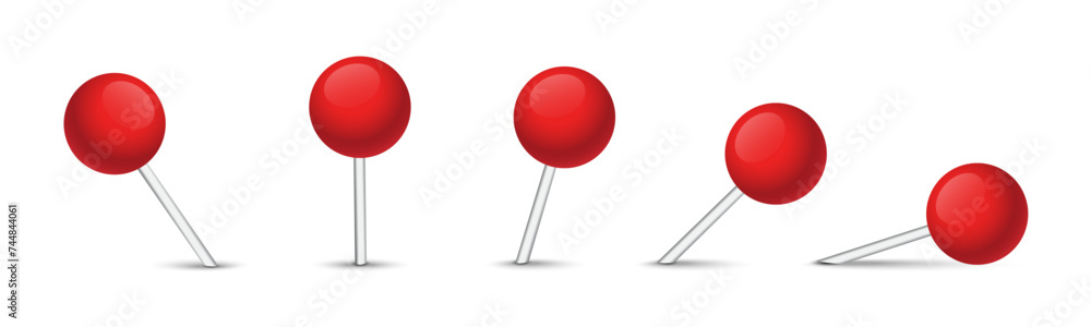 Realistic pins set. Pushpin illustration thumbtack Realistic pins set. Pushpin illustration thumbtack