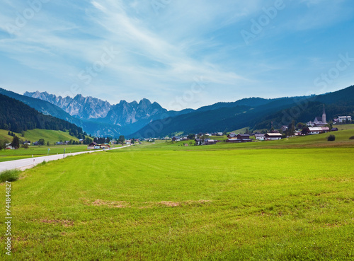 Alps mountains tranquil summer view (Austria, Gosau village outskirts)