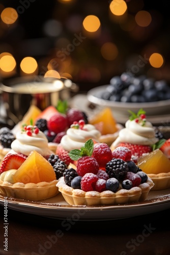 assorted fruit tarts; dessert photography; best for banners, flyers, and posters