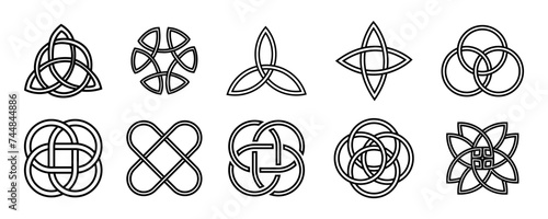 Celtic trinity knots. Celtic knot vector icons. Endless knots collection